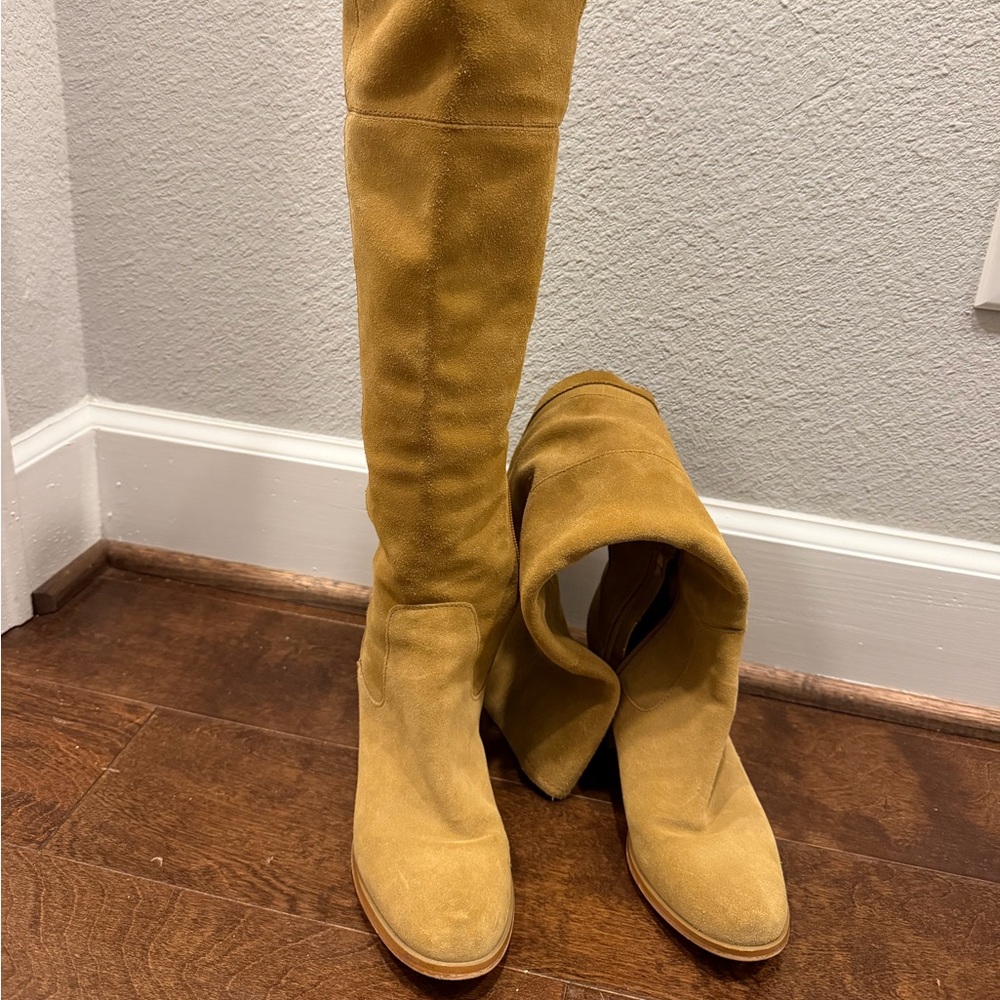 Women's Tan Suede Knee-High Boots